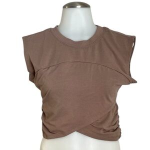Size Small Brown MANIFEST OFFLINE Sleeveless Criss-cross Cropped Top